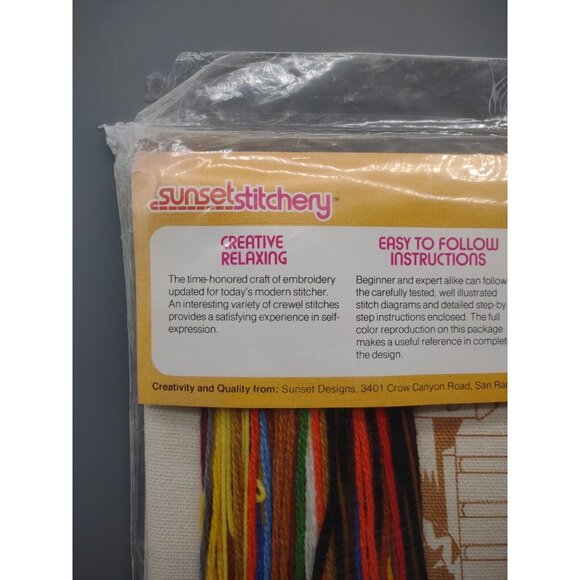 Vintage 1977 Sealed Crewel Embroidery Kit Childhood Treasures Boy, Fits 10x20" - Picture 7 of 16